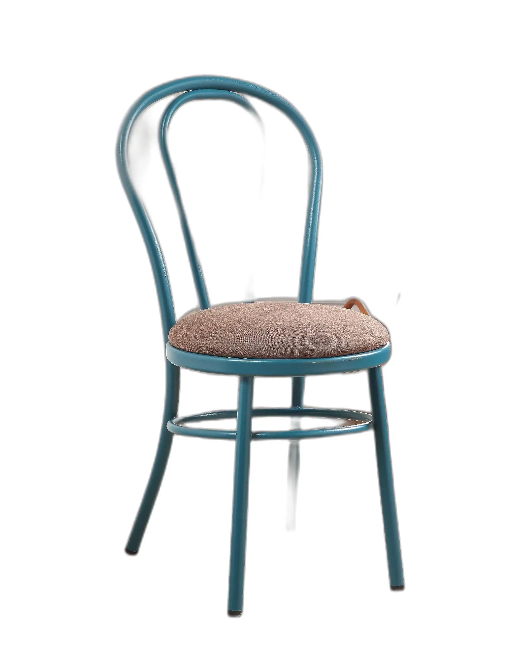 Set Of 2 Restaurant Style Arch Back Teal And Taupe Dining Chairs