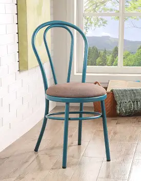 Set Of 2 Restaurant Style Arch Back Teal And Taupe Dining Chairs