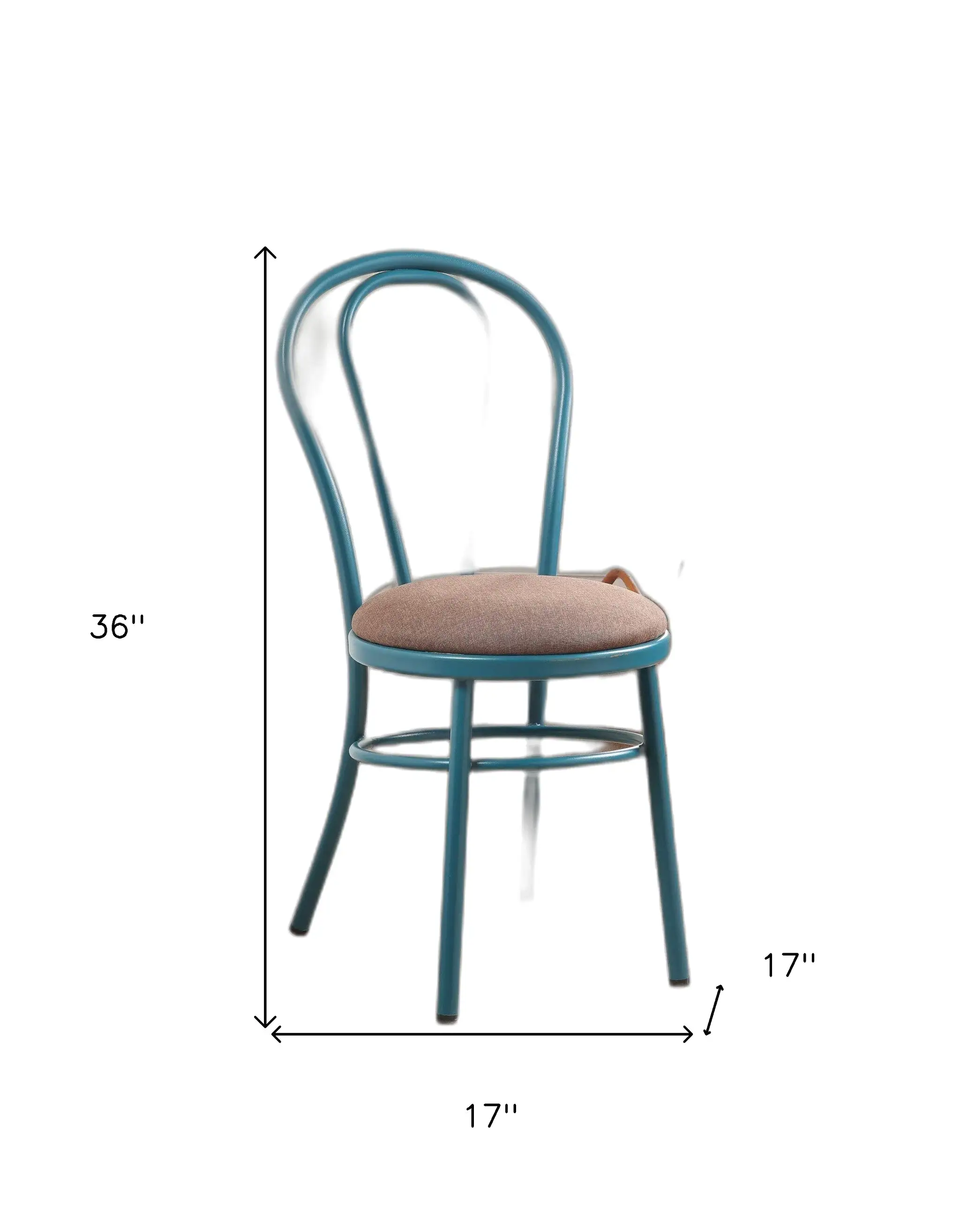 Set Of 2 Restaurant Style Arch Back Teal And Taupe Dining Chairs