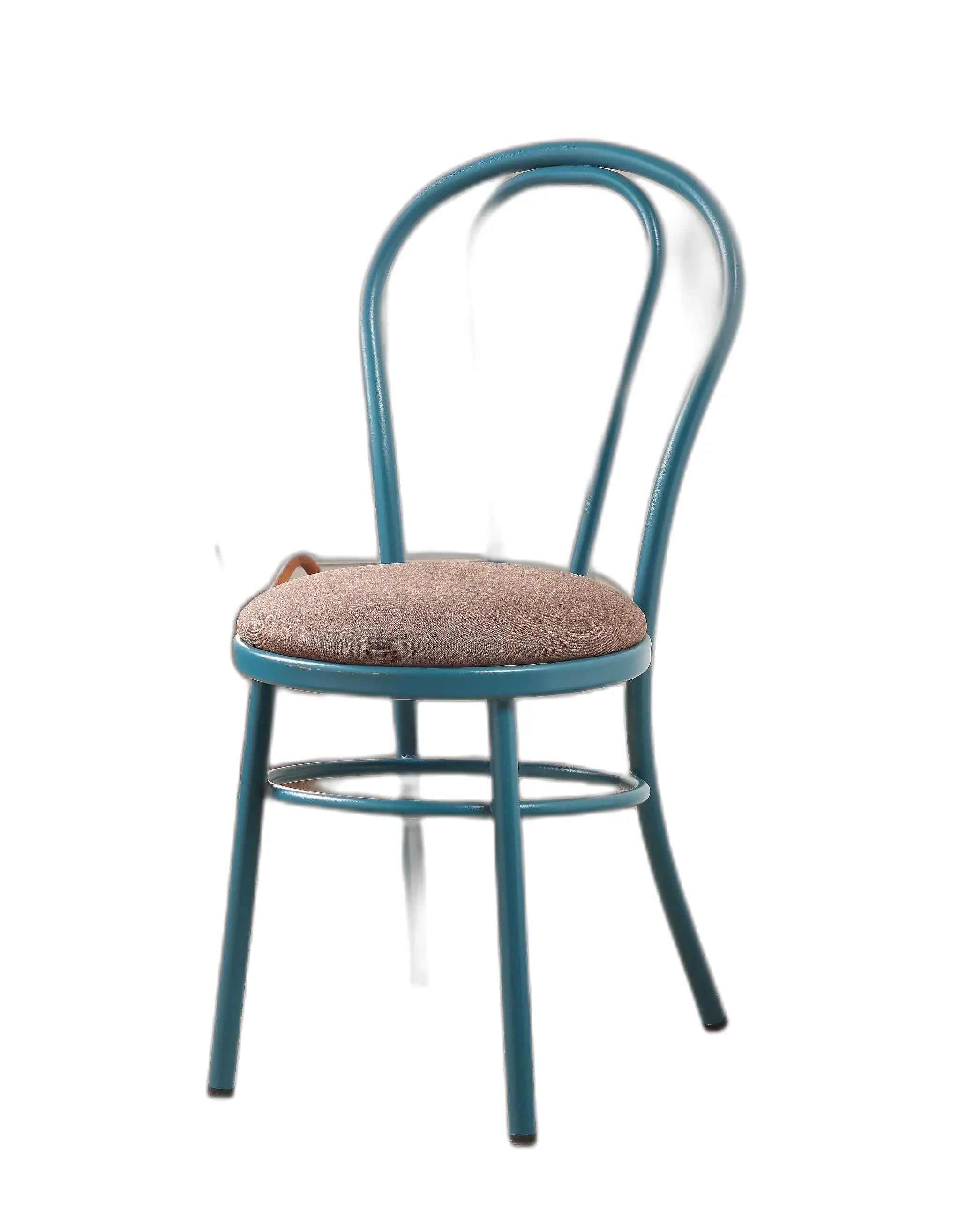 Set Of 2 Restaurant Style Arch Back Teal And Taupe Dining Chairs