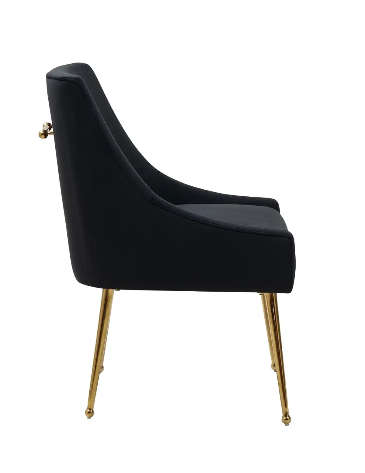 Set of Two Black Gold Velvet Dining Chairs