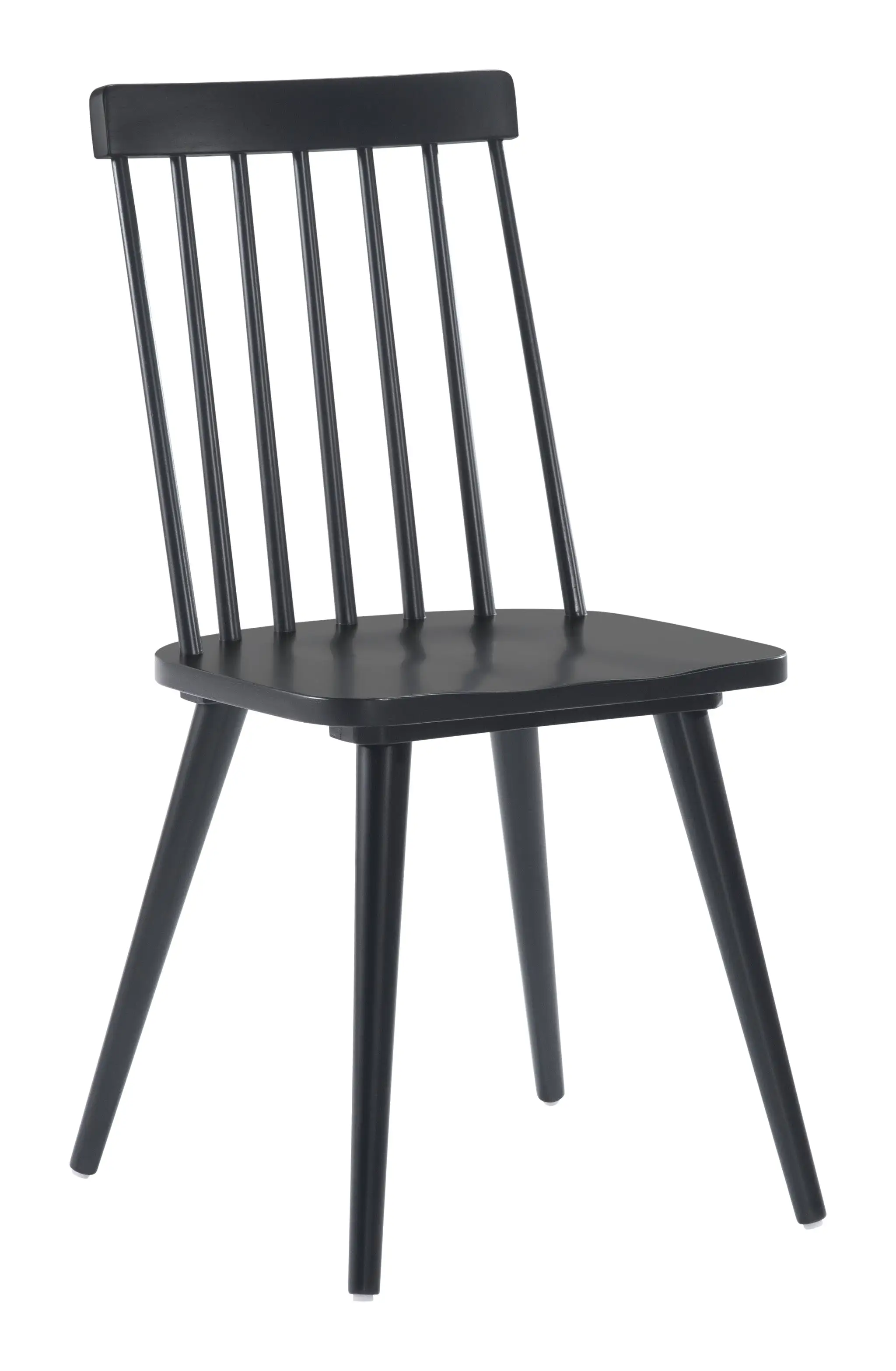 Set of Two Black Wood Windsor Back Dining Side chairs