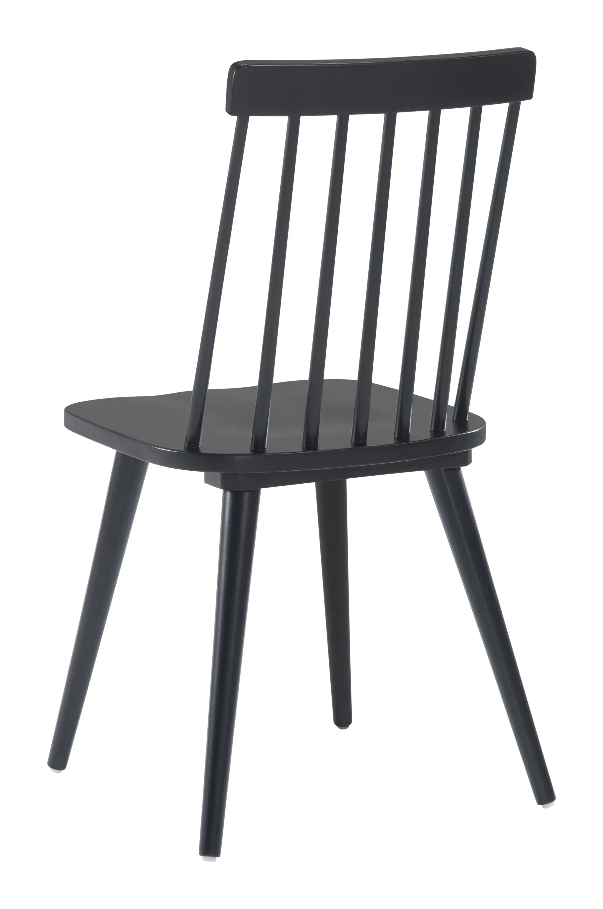 Set of Two Black Wood Windsor Back Dining Side chairs