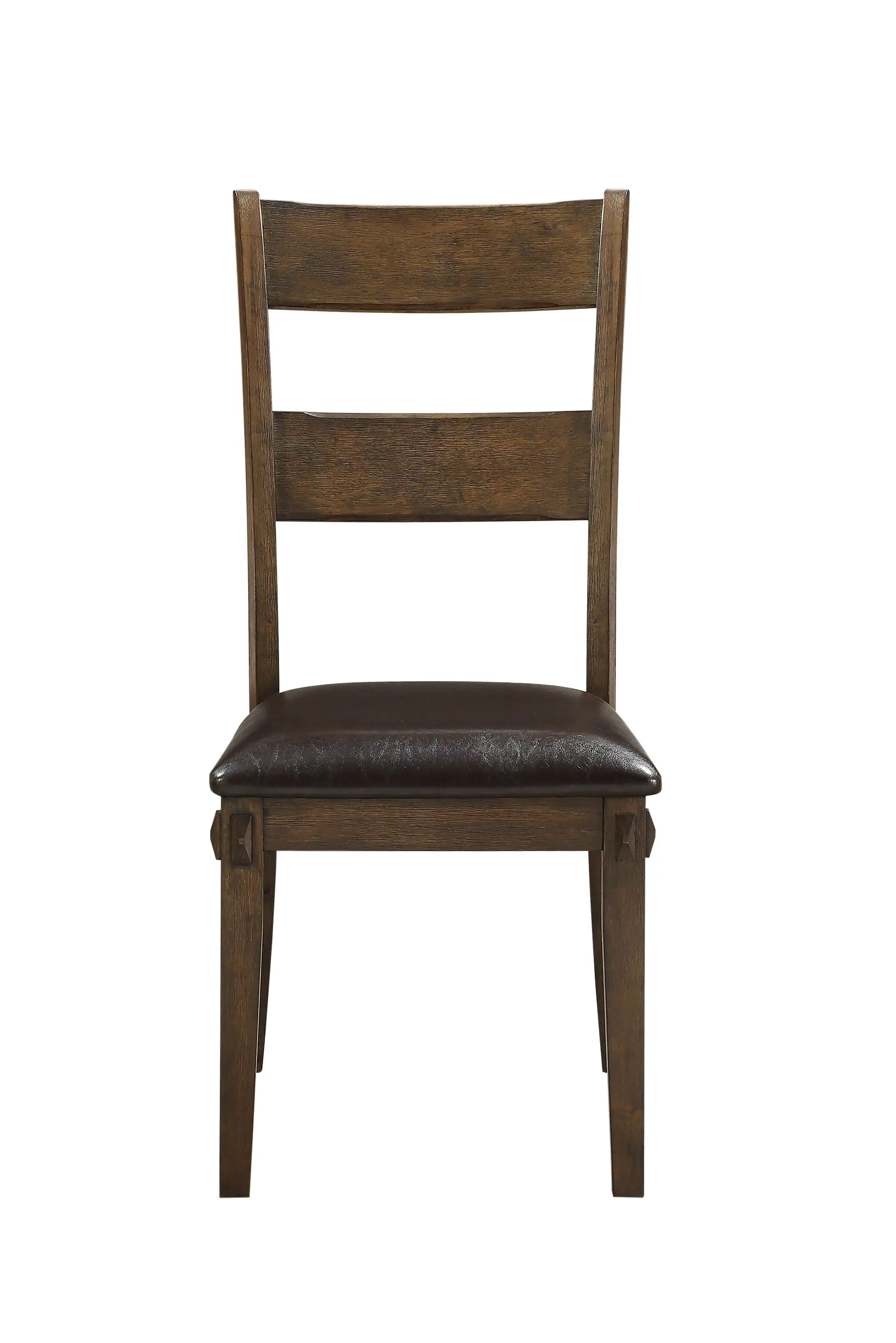 Set Of Two Dark Oak Rubberwood Ladder Back Dining Chairs