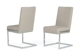 Set of Two Gray Silver Modern Dining Chairs