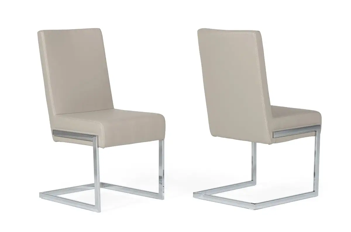 Set of Two Gray Silver Modern Dining Chairs