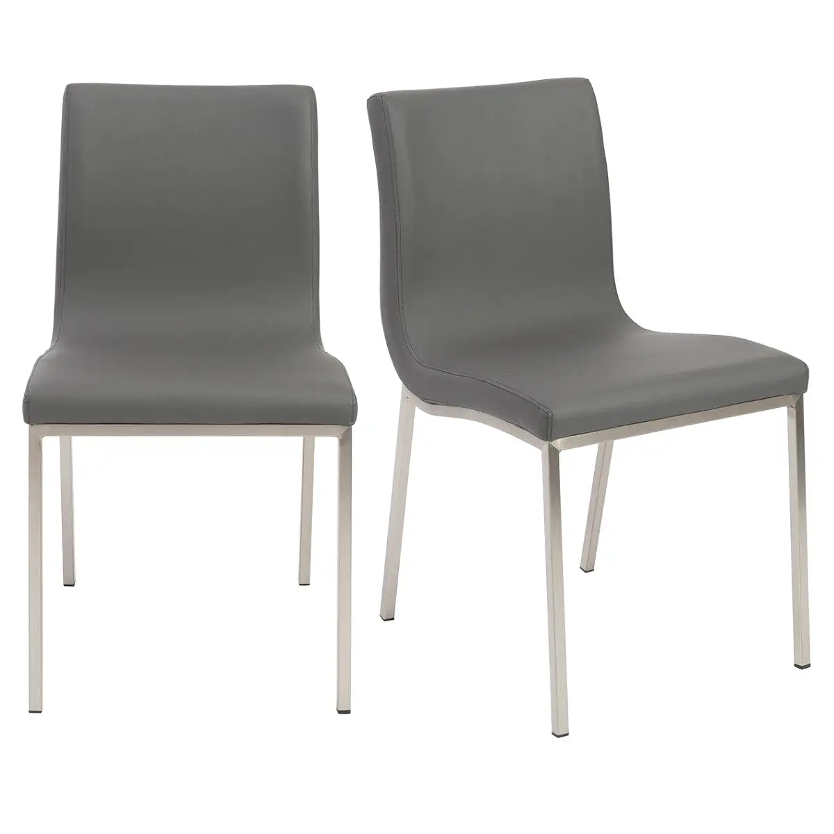 Set of Two Minimalist Light Gray Faux Faux Leather Chairs