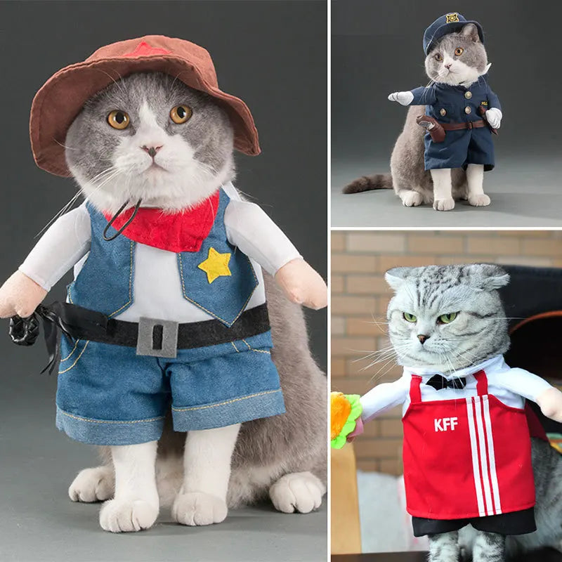 Spring Autumn Pet Cat Costumes for Small Dogs Cute Funny Clothes Standing Transformed Three-dimensional Dog Halloween