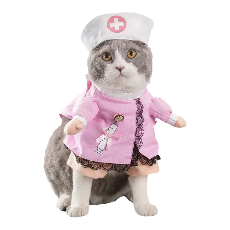 Spring Autumn Pet Cat Costumes for Small Dogs Cute Funny Clothes Standing Transformed Three-dimensional Dog Halloween