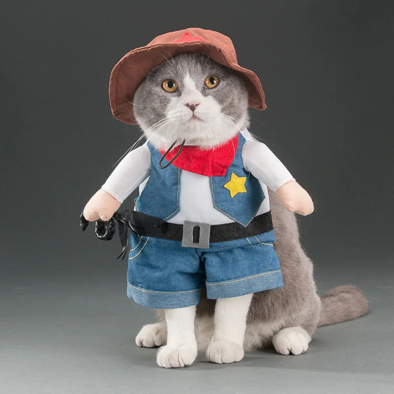 Spring Autumn Pet Cat Costumes for Small Dogs Cute Funny Clothes Standing Transformed Three-dimensional Dog Halloween