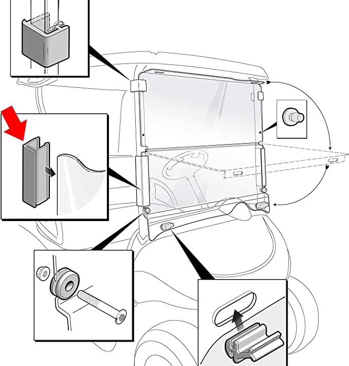 Suitable for EZGO RXV 2008+ Golf Cart Windshield Hinge Fits Perfectly - 10L0L