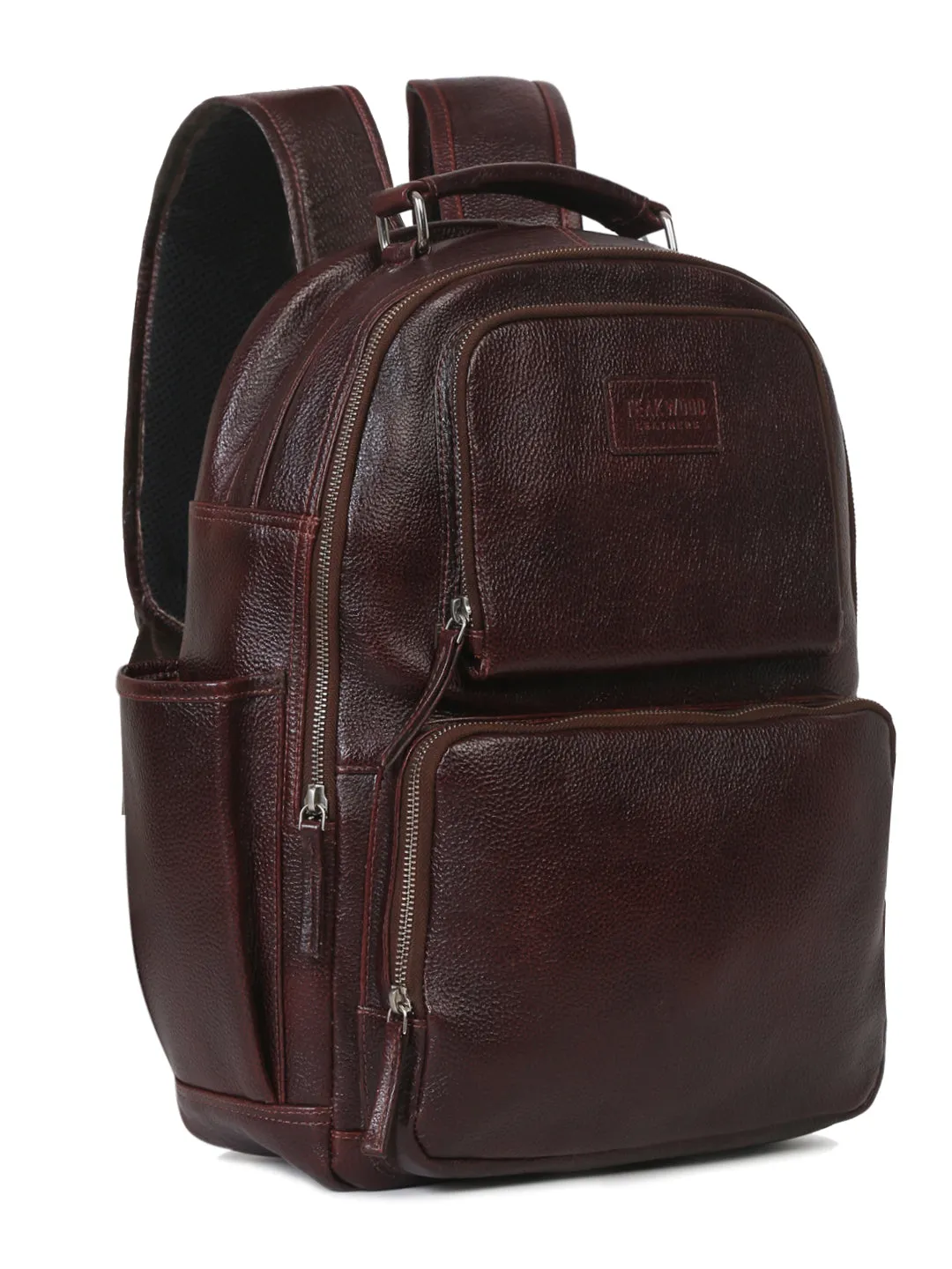 Teakwood Unisex Genuine Leather Dark Brown Solid Backpack||Unisex Laptop Bag/Backpack