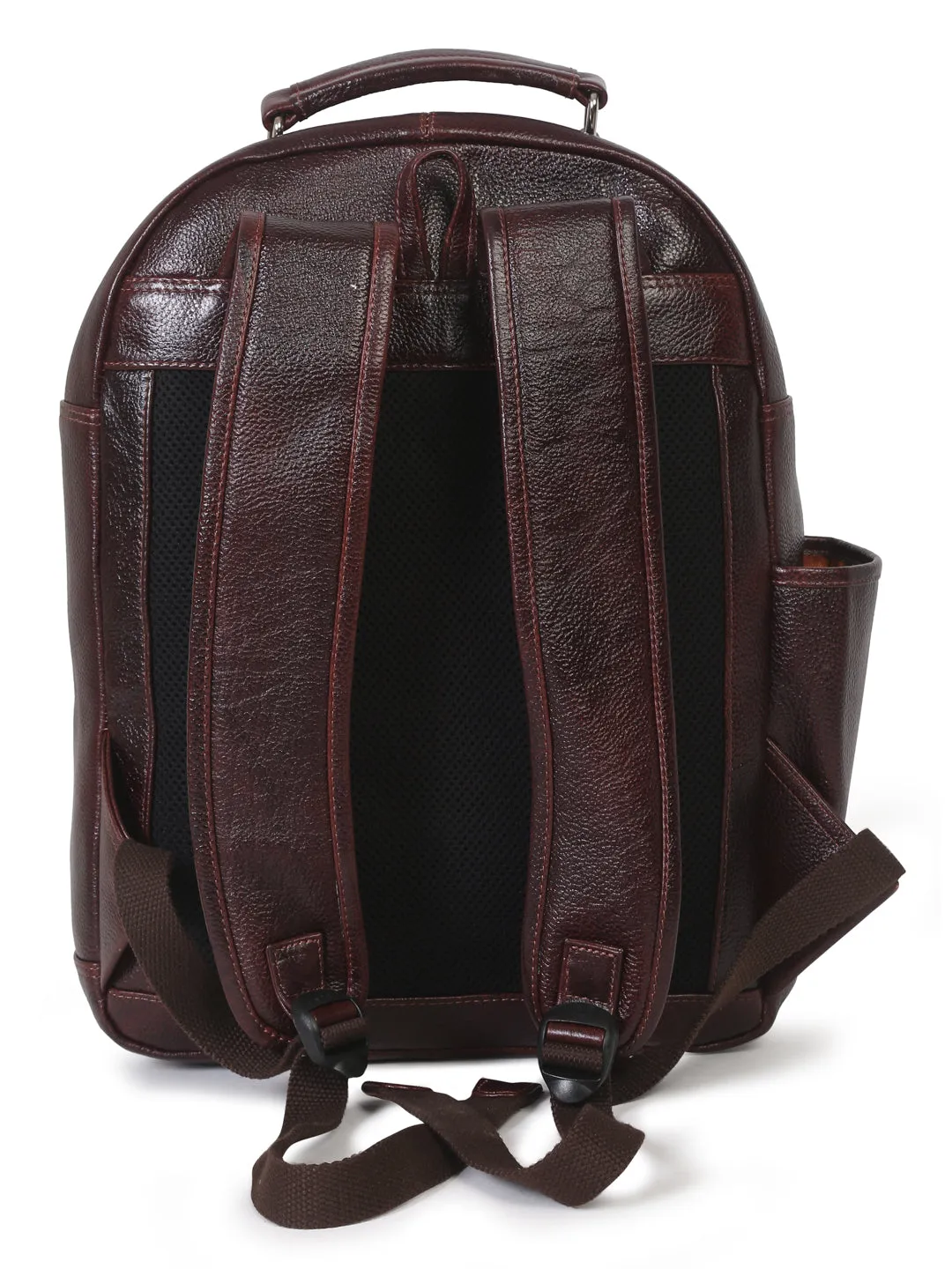 Teakwood Unisex Genuine Leather Dark Brown Solid Backpack||Unisex Laptop Bag/Backpack