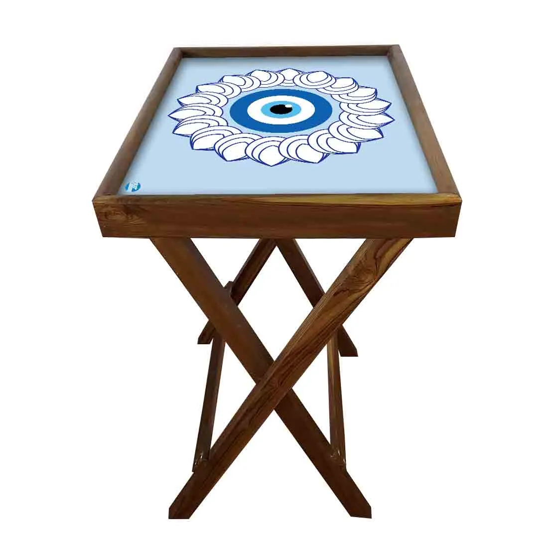 Wooden Folding Tray Side Table for Serving Snacks Tables - Evil Eye Protector