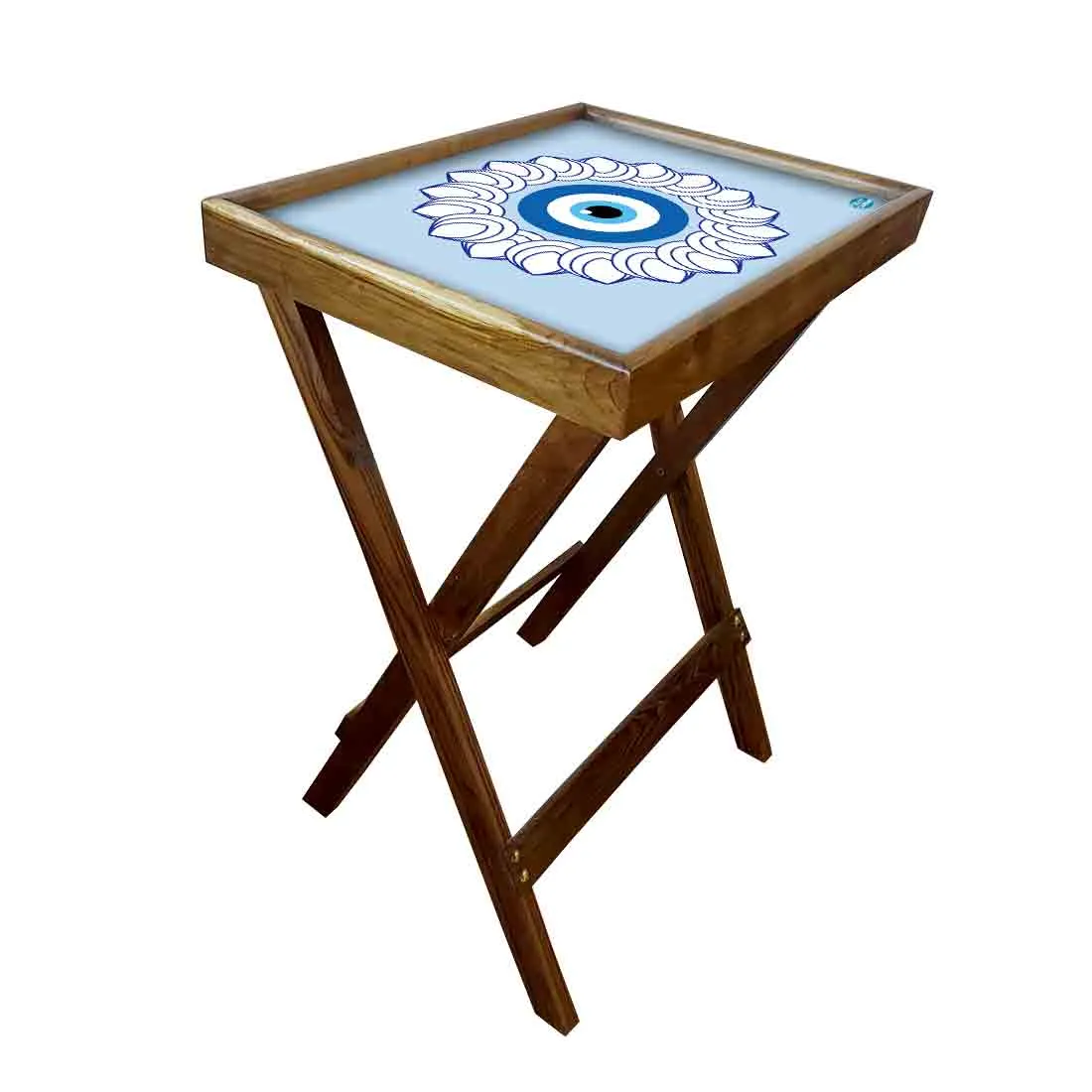 Wooden Folding Tray Side Table for Serving Snacks Tables - Evil Eye Protector