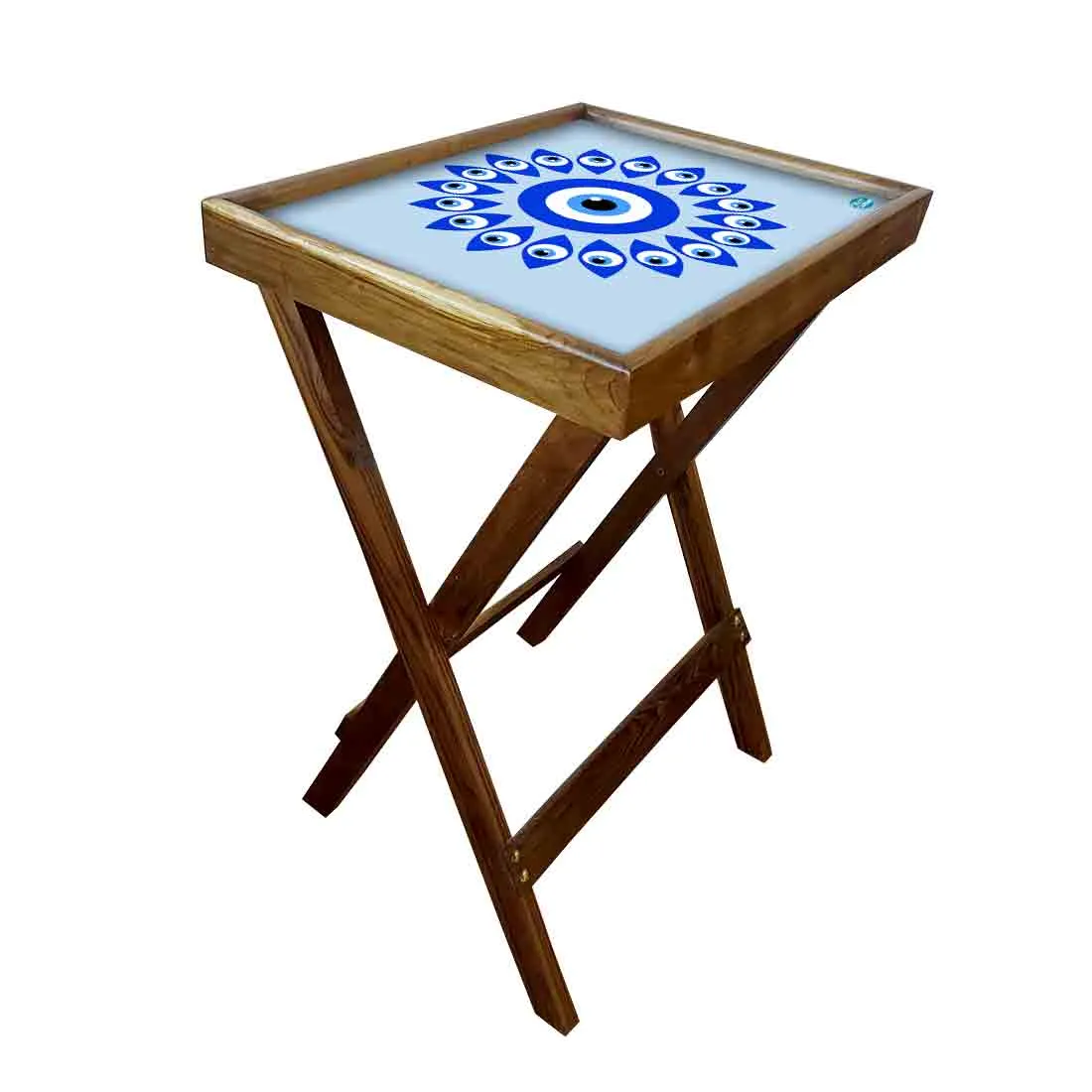 Wooden Folding Tray Side Table for Serving Snacks Tables - Evil Eye Protector