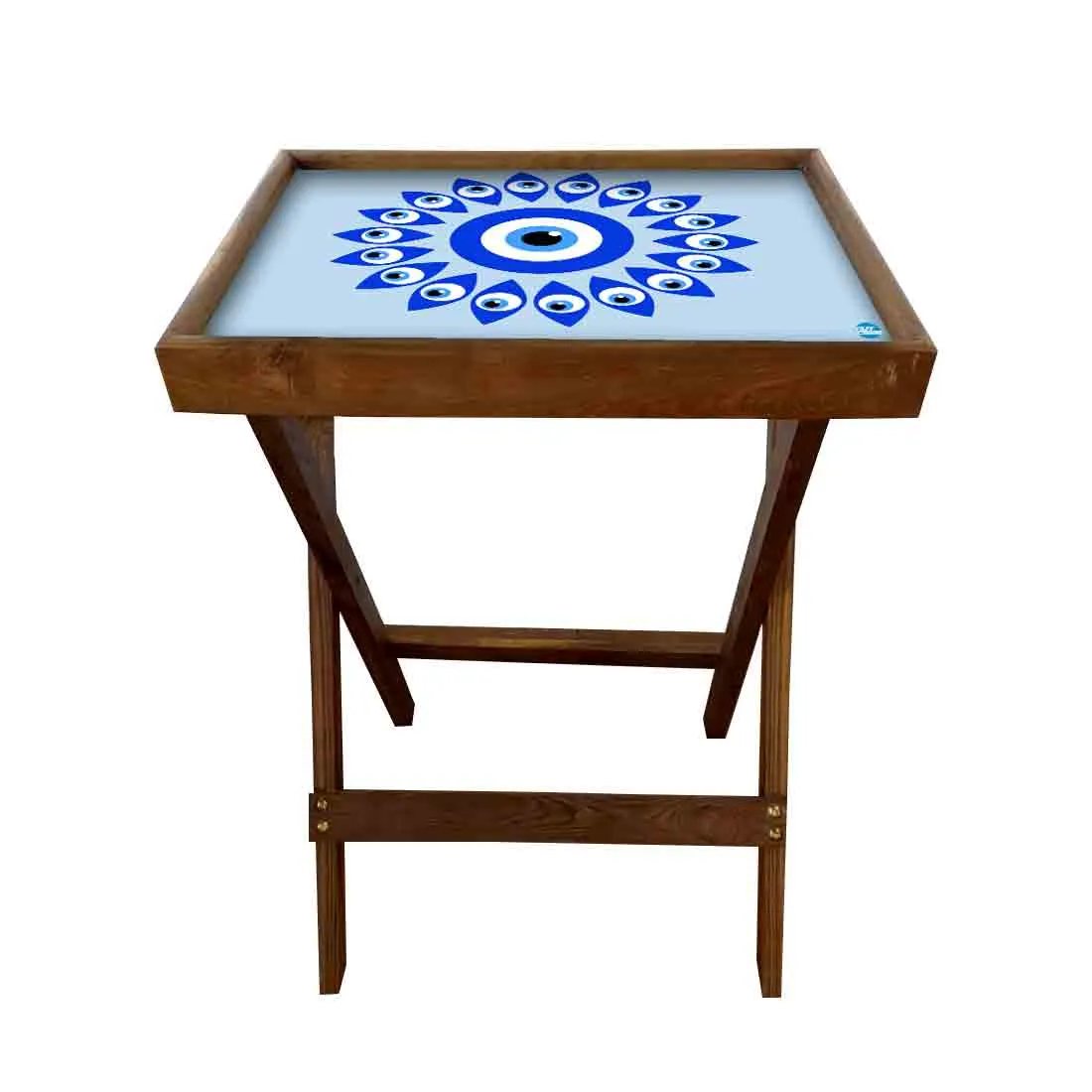 Wooden Folding Tray Side Table for Serving Snacks Tables - Evil Eye Protector