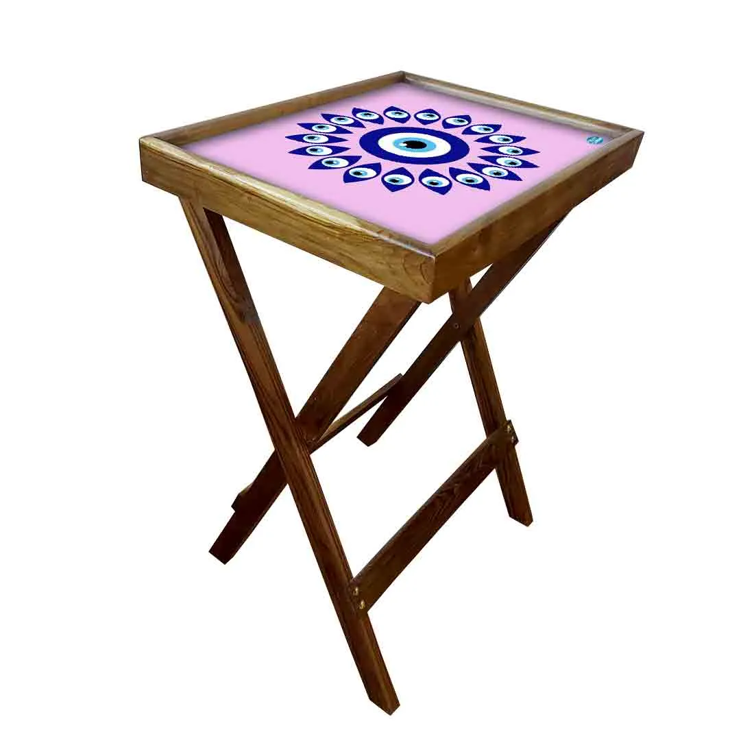 Wooden Folding Tray Side Table for Serving Snacks Tables - Evil Eye Protector