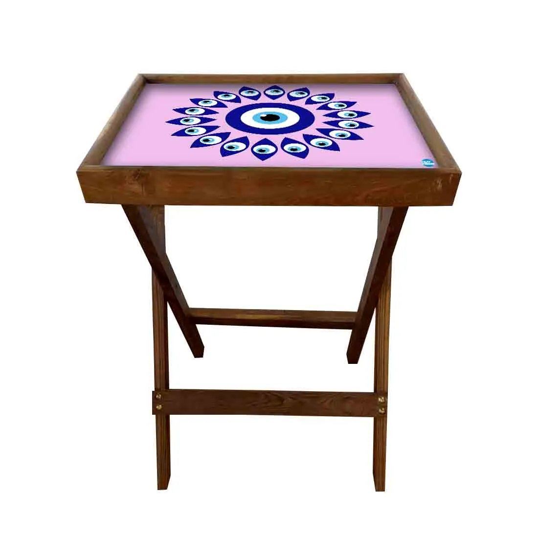 Wooden Folding Tray Side Table for Serving Snacks Tables - Evil Eye Protector