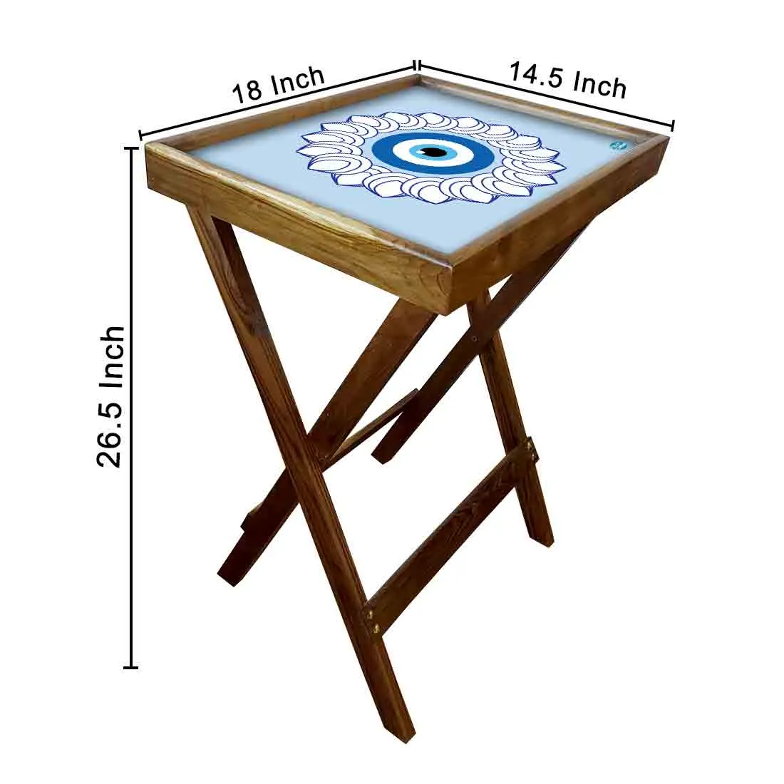 Wooden Folding Tray Side Table for Serving Snacks Tables - Evil Eye Protector