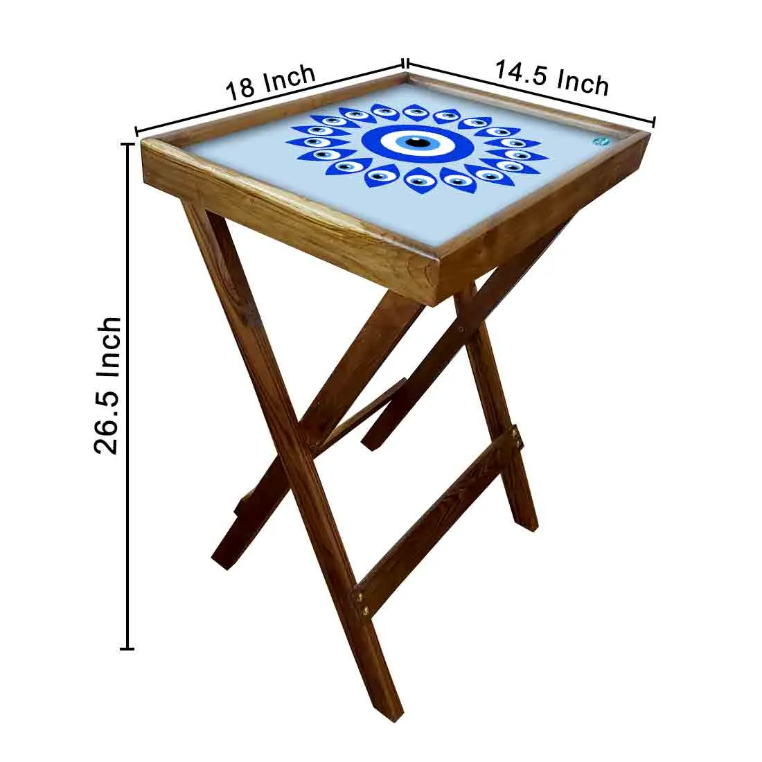 Wooden Folding Tray Side Table for Serving Snacks Tables - Evil Eye Protector