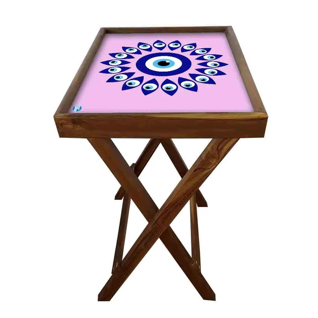 Wooden Folding Tray Side Table for Serving Snacks Tables - Evil Eye Protector